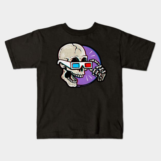 3D Glasses Are Skull Cracking Good Fun Kids T-Shirt by BradAlbright